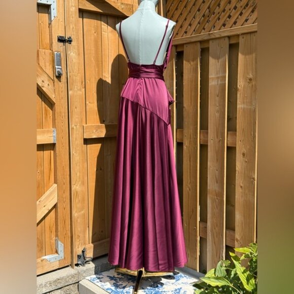 🆕 BRONX & BANCO 🧿 NWOT Leo Burgundy Silk-Blend Maxi Dress Gown, Sz L US 8 - Picture 7 of 15